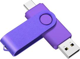 USB C atmintinė 128GB, OTG rašiklinis diskas, USB 3.0 C tipo atminties kortelė "Android" išmaniajam telefonui - metalinė violetinė