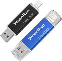 USB C atmintinė 32GB 3.0 OTG, 2 vnt., C tipo (2-in-1 USB atmintinė, pvz., "Android" mobiliajam telefonui, planšetiniam kompiuteriui, kompiuteriui, nešiojamajam kompiuteriui, "MacBook")