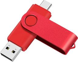 USB C atmintukas 128GB, OTG USB C rašiklinis diskas, USB 2.0 ir USB C atmintukas, C tipo atminties kortelė, skirta USB A+USB C "Android" išmaniajam telefonui, raudonas metalas
