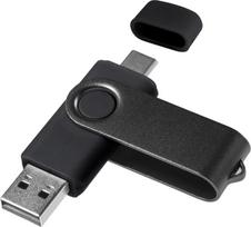 USB C atmintinė 128GB, OTG rašiklinis diskas, USB 3.0 atminties kortelė "Android" išmaniajam telefonui, A+C tipo, metalinė juoda