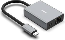 USB C ir Ethernet įkrovimo adapteris, USB C ir RJ45 Gigabit Ethernet LAN tinklo adapteris, skirtas televizoriui, telefonui, kompiuteriui, planšetiniam kompiuteriui