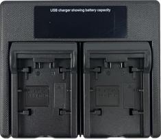 USB LCD dvigubas akumuliatoriaus įkroviklis, skirtas VW-VBK180, VW-VBK360, VBT190, VBT380, tinka HC-V100 V110 V130 V160 V180 V201 V210 V250 V380 V500 V510 V510 V510 V510 V 510 V510 20 V5. 50 V700 V710 V720 V750 V770