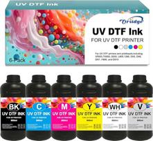 UV DTF rašalas 500 ml, skirtas UV DTF A B plėvelėms, suderinamas su XP600 TX800 i3200 L805 1390 DX5 DX6 DX7 i1600 DX10 lipdukų spausdintuvais (juodas, žydras, purpurinis, geltonas, baltas, lakas)