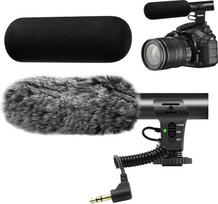 Vaizdo mikrofonas DSLR interviu, fotoaparato mikrofonas "Canon", "Nikon", "Sony", "Panasonic", "Fujifilm", vaizdo mikrofonas su apsauga nuo vėjo, 3,5 mm lizdas
