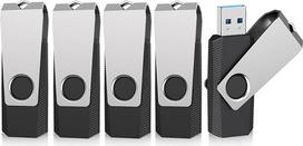 Vansuny USB atmintinės 32GB 3.0, 5 vnt. USB atmintinės 3.0, 32GB, 32GB atmintinė su 360° pasukamu metaliniu dangteliu, skirta nešiojamiesiems kompiuteriams (juoda, 5 vnt.)