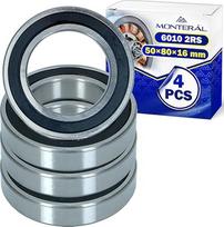 Variklio rutuliniai guoliai 6010 2RS, kurių dydis 50 x 80 x 16 mm - 4 vnt. MONTERAL