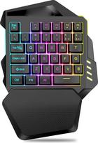 VBESTLIFE Vienos rankos RGB žaidimų klaviatūra, C tipo 2.4G belaidė 35 klavišų vienos rankos klaviatūra Žaidimų klaviatūra kompiuterinių žaidimų žaidėjams