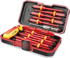 VDE izoliuotų atsuktuvų rinkinys, elektriko atsuktuvas, VDE testuotas, V 1000 V magnetinis dantytas Phillips Pozidriv Torx atsuktuvas, elektriko rankiniai įrankiai 13 dalių