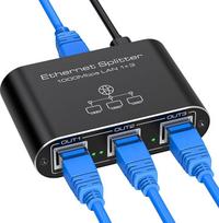 VEDINDUST LAN komutatorius nuo 1 iki 3 1000Mbps tinklo skirstytuvas Aliumininis Gigabit Ethernet skirstytuvas su USB-C maitinimo kabeliu, skirtas kompiuteriui, maršrutizatoriui, TV priedėliui