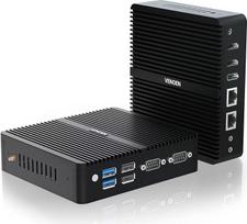 VENOEN Mini PC Industrie 12th Gen J6412 procesorius, mini kompiuteris be ventiliatoriaus WIN11 Pro, 8GB DDR4 256GB SSD biuro kompiuteris, dvigubas HD + DP 3 ekranas/2x Lan/2x RS232 COM/WiFi/BT 4.2/Automatinis įjungimas