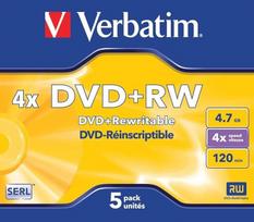 Verbatim 43229 - DVD+RW 4,7GB - 4X JEWEL 5PK