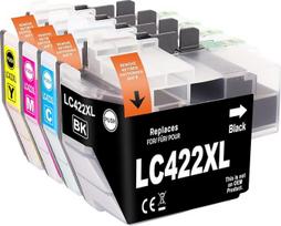 Veson 4 x LC422XL LC-422XLVAL spausdintuvo kasetės, suderinamos su Brother LC422 LC-422XL kasetėmis, skirtomis Brother MFC-J5740DW MFC-J5340DW MFC-J5345DW MFC-J6940DW MFC-J6540DW (1 juoda, 1 žydra, 1 geltona, 1 geltona, 1 geltonos spalvos)