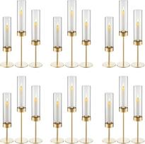 VEVOR 18 STK. Glaszylinder für Kerzen Set, Hurricane Kerzenhalter 100x475mm, Bodenlose Kerzengläser mit Kerzenständer aus Metall, Windfeste Kerzenhalterhülle für Hochzeit Weihnachten Party Tischdeko