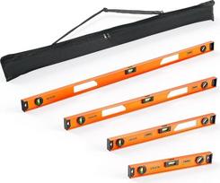 VEVOR 4 tlg. Wasserwaage Set, 40/60/90/120cm Richtwaage mit 3 Libellen 90°/45°/0° & 0,5mm/m Genauigkeit, Maurerwaage Meganetisch mit Aufhängeloch, Stoßfestes Messwerkzeug für Baustelle Hausrenovierung