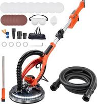 VEVOR gipso kartono šlifuoklis 950 W, lubų šlifuoklis su 255 mm šlifavimo disku, ilgas šlifuoklis su 1000-2300 aps/min greičiu, dvigubu sieniniu šviesos diodu, ištraukiama rankena, 15 šlifavimo diskų, dulkių žarna