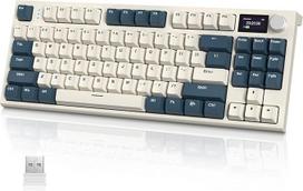 VGN GAMEPOWER x Attack Shark K86 Mechaninė žaidimų klaviatūra Belaidis 75% TKL, 2.4G belaidis ryšys / Bluetooth / USB-C, RGB tarpinė klaviatūra QWERTY, spalvotas ekranas, sukamoji rankenėlė, "Hot Swap" linijinis jungiklis, retro mėlyna