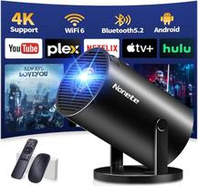 Vidéoprojecteur 1080P FHD Mini projektorius Video 4K su WiFi 6 BT5.2 Android TV, nešiojamasis projektorius, palaikantis 180° pasukimo korekciją HDMI/USB/PS5, integruota programėlė su HDMI ir Souris, juodas
