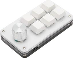 Vienos rankos mechaninė klaviatūra, 6 klavišai, 1 mygtukas, maža programuojama "Macropad" klaviatūra su kabeliu, "pasidaryk pats" programuojama klaviatūra žaidimų biurui (balta)