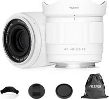 VILTROX 40 mm F2.5 automatinio fokusavimo objektyvai "Sony E" fotoaparato objektyvai su STM laikikliu Standartiniai objektyvai su didele diafragma Suderinami su "Sony a7 a7C a7III a7RIII a7RIII a7RIV a7RV a9 a6100 a6400 a6700 (balti)
