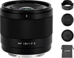 VILTROX AF 15mm F1.7 Air E objektyvas "Sony E-Mount", f/1.7 APS-C automatinio fokusavimo fiksuoto židinio nuotolio, suderinamas su "Sony E-Mount" beveidrodžiais fotoaparatais ZV-E10 II, EV10, a6700, a6600, a6400, a7c II, a7rv, a7iii