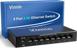 VIMIN 8 x 2.5G RJ45 prievadų komutatorius, nevaldomas 2.5G Ethernet komutatorius, metalinis korpusas, skirtas montuoti ant stalo arba sienos, skirtas namų ir biuro tinklams