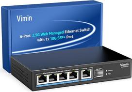 VIMIN 5 prievadų 2,5G Base-T Smart Web Ethernet valdomo komutatoriaus su 10Gb/s SFP prievadu, suderinamas su 100/1000/2500Mb/s tinklu, 6 prievadų 2,5 gigabito valdomo komutatoriaus, skirto 2,5G NAS, žaidimų kompiuteriui