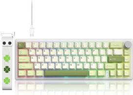 VK66 PRO 65% laidinė žaidimų klaviatūra, VIA kreminė mechaninė klaviatūra, "Hot-Swap" RGB klaviatūra su tarpine ir permatomais klavišų gaubteliais (žalia)