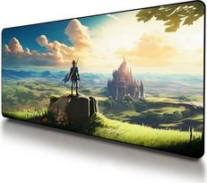 VNDL Zelda XXL žaidimų pelės padas ypač didelis išplėstinis neslystantis pelės padas - klaviatūros ir pelės stalo padas, Anime žaidimų pelės kilimėlis kompiuteriui 31,5 x 15,7 colių