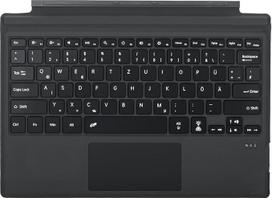 Vokiška QWERTZ išdėstymo klaviatūra, skirta "Microsoft Surface Pro 7+" + 7/6/6/5/4/3, 12,3 colio, itin plona, "Bluetooth" tipo dangtelis su daugiajutikliniu jutikliniu kilimėliu, įkraunama (juoda, be apšvietimo)