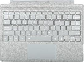 Vokiška QWERTZ išdėstymo klaviatūra, skirta "Microsoft Surface Pro 7+"/7/6/5/4/3, 12,3 colio - itin plonas, apšviestas "Bluetooth" tipo dangtelis su daugiajutikliniu jutikliniu kilimėliu, įkraunamas pelenų pilkos spalvos