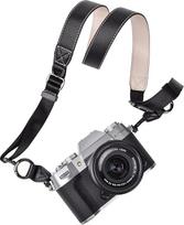 VOVMOEYA Fotoaparato kaklo dirželis, X-T50 kūno dirželis, PU peties reguliuojamas dirželis fotografams, skirtas "Fujifilm" / "Nikon" / "Canon" / "Sony" / "Minolta" / "Panasonic" / SLR / DSLR fotoaparatams, tekstūra - tamsiai juoda
