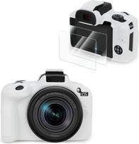 VOVMOEYA Suderinamas su CANON EOS R50 fotoaparato dėklo priedų komplektas[su 2 LCD grūdintomis plėvelėmis], EOS R50 silikoninis apsauginis dėklas Skaitmeninio fotoaparato dėklas, sustiprintas sukibimas, jutimas, lengvas 9H 0,25 mm baltos spalvos