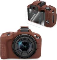 VOVMOEYA Suderinamas su CANON EOS R50 fotoaparato dėklo priedų rinkinys [su 2 LCD grūdintomis plėvelėmis], EOS R50 silikoninis apsauginis dėklas Skaitmeninio fotoaparato dėklas sustiprinto sukibimo pojūtis lengvas 9H 0,25 mm kavos spalvos