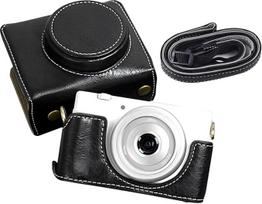 VOVMOEYA ZV-1 II ZV-1F dėklas "Sony ZV1F/ZV-1 II", PU odos fotoaparato dėklas, suderinamas su "Sony ZV-1F/ZV-1M2" skaitmeniniu fotoaparatu su fotoaparato dirželiu - juodas