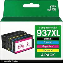 VVQV 937e kasetės 937 XL su lustu Suderinamos su HP 937 spausdintuvo kasetėmis, skirtos HP OfficeJet Pro 9120e kasetės, skirtos HP Officejet Pro 9720e 9730e 9132e 9122e 9130e 9120b 9130b spausdintuvo kasetėms