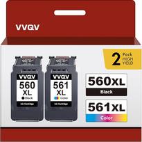 VVQV PG-560XL CL-561XL daugiapakopės rašalo kasetės, skirtos "Canon" spausdintuvų kasetėms 560 561, skirtos "Pixma" TS5350i TS5350 TS5350 TS5350a TS5351i TS5351 TS5352 TS5353 TS7450 TS7451 (1 juoda, 1 trispalvė)