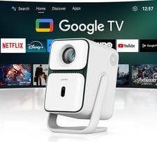 WANBO T2 Ultra Smart Beamer "Google TV Netflix", mini skaitmeninis projektorius, 1080P 500 ANSI raiška, tiesioginė televizija, KI Autofokus Auto-Trapez, Versiegelte Optik, 10 W garsiakalbis, 30 dB silpnumas, 120° apžvalga