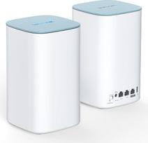 WAVLINK AX3000 Mesh WLAN rinkinys (2 pakuotės), "WiFi 6" dviejų dažnių viso namų VPN maršrutizatorius / retransliatorius (iki 3200 kvadratinių metrų), 3 x Gigabitiniai prievadai kiekviename įrenginyje, 5 x 5dBi antenos, 2 x 2 MU-MIMO ir OFDMA, programėlių
