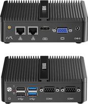 WEIDIAN kompiuteris be ventiliatoriaus, pramoninis kompiuteris, J4125 (iki 2,7 GHz), pramoninis mini kompiuteris be ventiliatoriaus, HD/VGA dvigubas ekranas 4K HD, USB 3.0, 2RS232 Com, 2Gigabit Ethernet, WiFi, Win11 (4GB RAM, 64GB SSD)