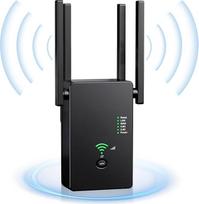WLAN kartotuvas WLAN stiprintuvas 1200Mbps dviejų dažnių 2,4 GHz + 5 GHz WiFi stiprintuvas su kartotuvo/maršrutizatoriaus/prieigos taško režimu, 4 antenos, lengvas nustatymas, WiFi diapazono plėstuvas su LAN/WAN prievadu