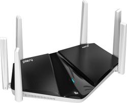 WLAN maršrutizatorius "Wi-Fi 6" maršrutizatorius, 5 GHz 2402Mbit/s, 2,4 GHz 574Mbit/s, 4 × Gigabit LAN prievadai, WLAN maršrutizatorius namams su 6 antenomis, MU-MIMO, WPA3-Verschlüsselung