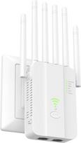 WLAN stiprintuvas, 1200Mbit/s WLAN kartotuvas, 6 antenos, dviejų dažnių 5GHz + 2,4GHz, WiFi stiprintuvas su LAN Ethernet jungtimi, interneto stiprintuvas su visais įrenginiais, WiFi diapazono ilgintuvas su LAN/WAN prievadu