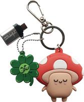 WONDEE Mr Wonderful 2-in-1 raktų pakabukas + USB ir USB C atmintinė Juokinga 32GB grybo figūrėlė su USBC adapteriu - mielas ir žaismingas USB atmintinės gyvūnas, dovanos mergaitėms ir moterims