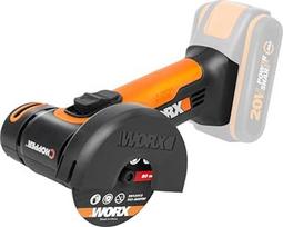 WORX WX801.9 mini akumuliatorinis kampinis šlifuoklis-smulkintuvas 20 V - kompaktiškas šlifuoklis siauru korpusu, skirtas šlifuoti ir pjauti, idealiai tinka metalui, plytelėms, plastikui - be akumuliatoriaus ir įkroviklio, juodas, oranžinis