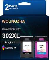 Woungzha 302XL restauruotos rašalo kasetės, skirtos HP 302 XL, skirtos HP DeskJet 3630 2132 3634 3639 3636 1110 Envy 4520 4525 4522 Officejet 3833 4650 3831 5220 5230 1 (1 juoda, 1 spalvota)