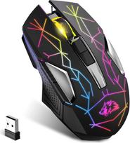 X18 belaidė žaidimų pelė 2.4G įkraunama 600mAh ilgaamžė 7 RGB žibintai 2400DPI išmanusis energijos taupymas tylus paspaudimas USB imtuvas optinis, skirtas PC/Mac/PS4/Xbox