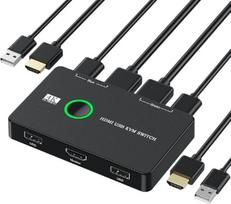 xiwai KVM jungiklis selektorius USB 2.0 ir HDMI 4K Dviejų kompiuterių dalijimasis monitoriumi HDTV USB prievadas Klaviatūra Pelė Skeneris Spausdintuvas
