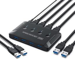 Xiwai KVM USB 3.0 jungiklio selektorius 4 prievadų kompiuteriams, kuriuose dalijamasi 4 įrenginiais, skirtais klaviatūrai, pelei, skaitytuvui, spausdintuvui
