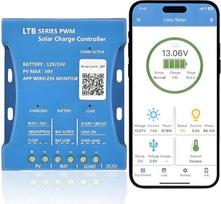 Y&H 20A "Bluetooth" valdiklis PV Max 50V "Bluetooth" saulės valdiklis 12V/24V saulės kolektorių valdiklis Išmanusis PWM švino rūgšties, LiFePO4, ličio baterijoms
