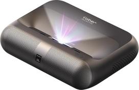 Yaber K300s itin trumpo atstumo projektorius: Trigubas lazerinis DLP namų kino projektorius - 100 colių vaizdas nuo 23 cm, "Dolby Vision", 150 % NTSC, "Google TV", 30 W JBL garsiakalbis, žaidimams ir namų kinui